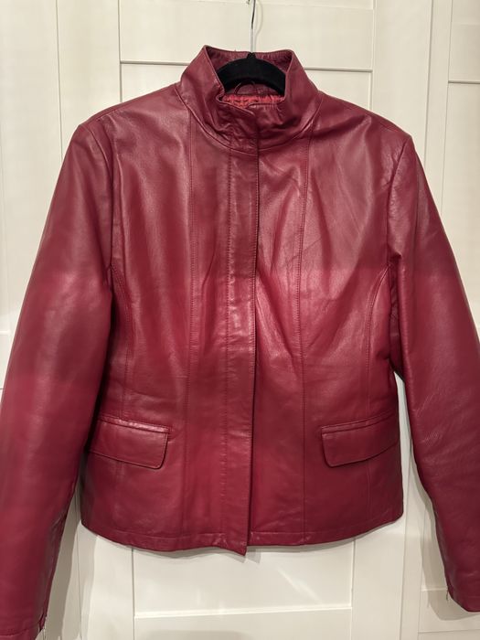 Piekna bordowa kurtka skora naturalba roz 40