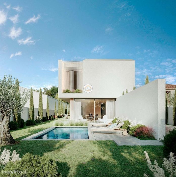 Moradia V’llar – T4 contemporânea com piscina, jardim e acabamentos pr