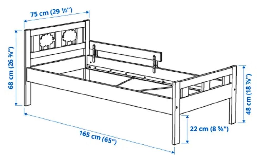 Łóżko łóżeczko dziecięce 70x160 ikea kritter poręcz białe