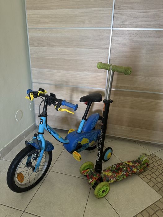 Conjunto bicicleta + trotinete criança
