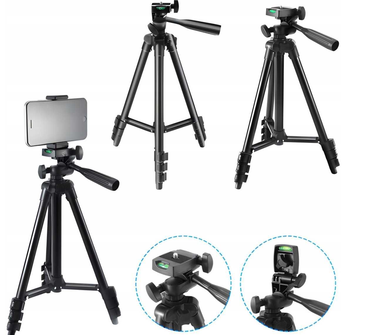 STATYW 4w1 TRIPOD 103cm z uchwytem na aparat telefon + PILOT DO ZDJĘĆ