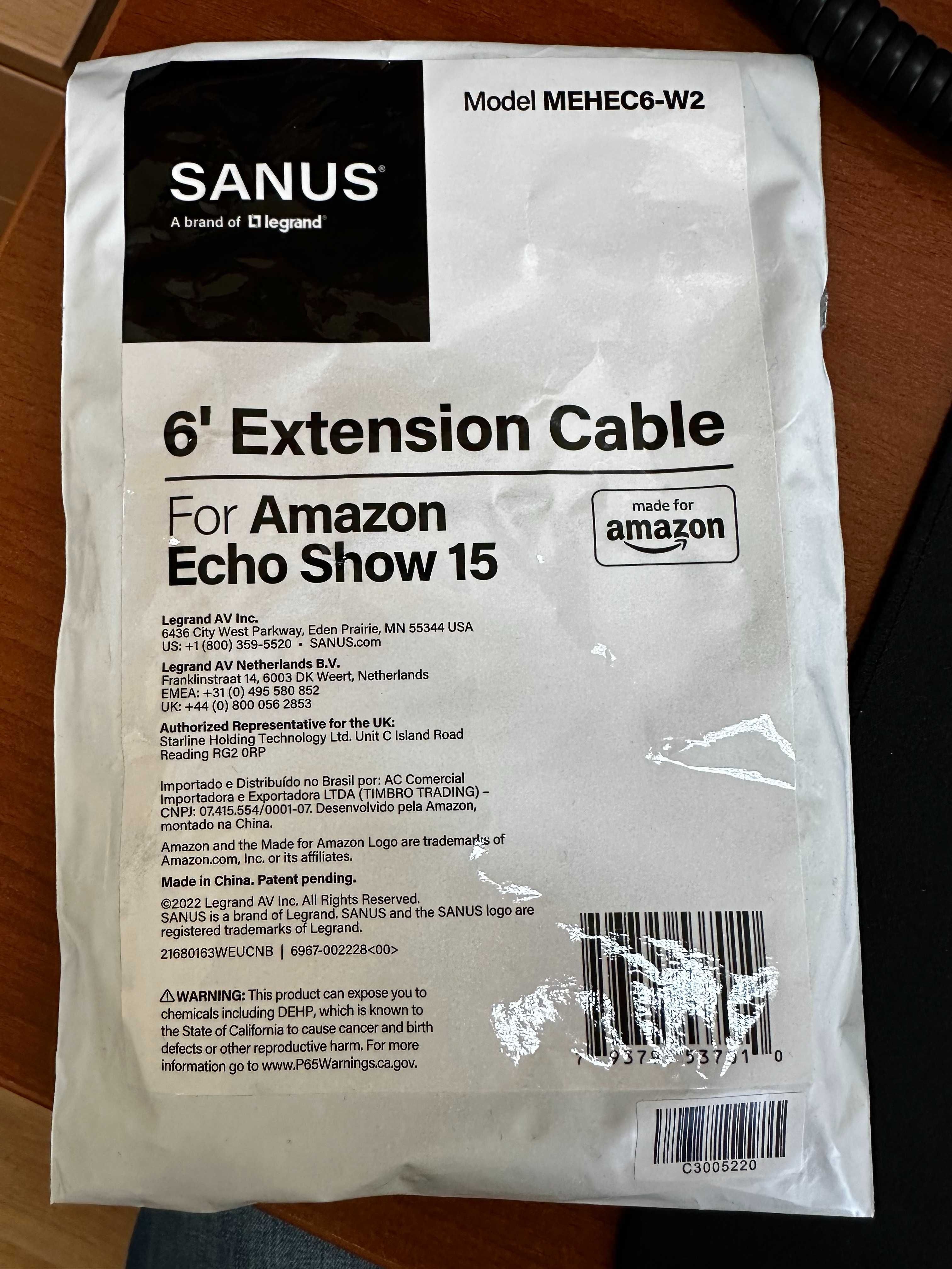 Cable extensão Amazon para Amazon Echo Show 15