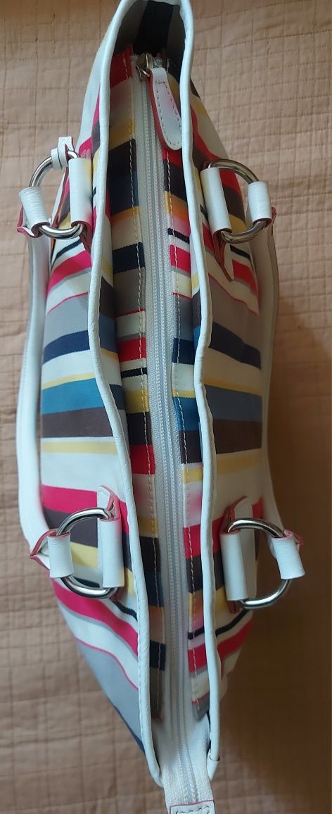Jasper Conran letnia torebka w paski kolorowa skóra naturalna na lato