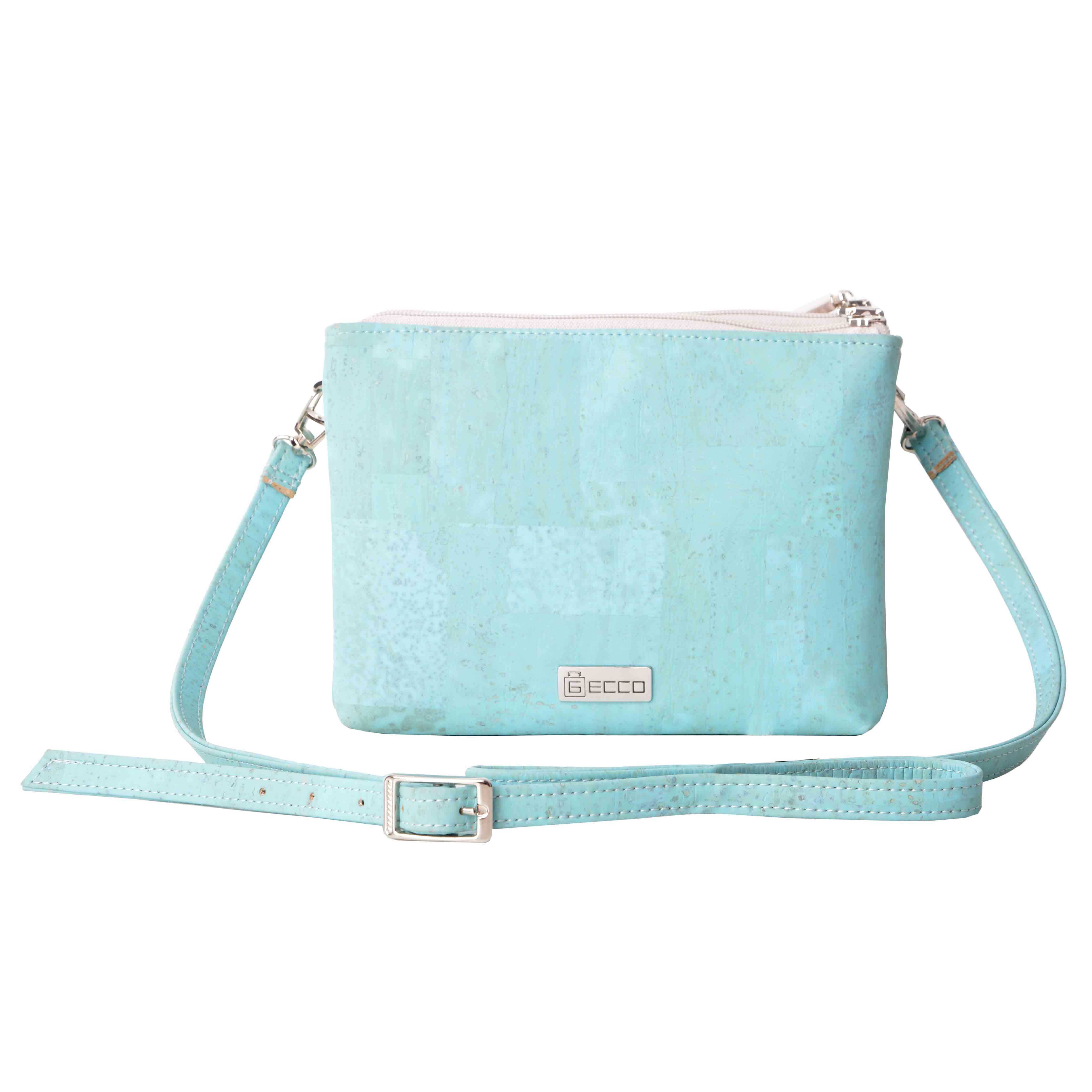 Torebka CROSSBODY z naturalnego korka - turkusowa