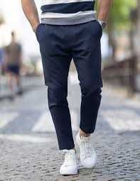 Calças cavemen tamanho 40 azul marinho slimfit