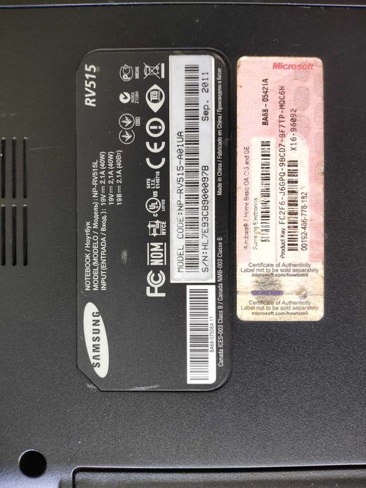 Samsung RV515, hdd новый 200гб, Озу4гб