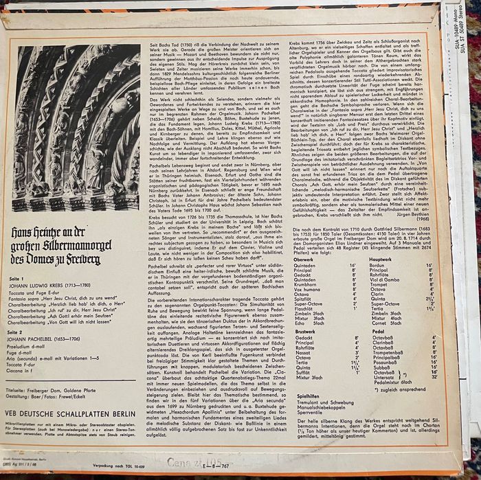 płyta winylowa: muzyka organowa:  Krebs, Pachelbel
