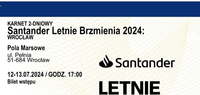 Santander Letnie Brzmienia 2024: WROCŁAW - KARNET