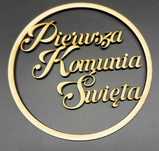 Koło na ściankę dekoracja napis Pierwsza Komunia Święta IHS 50x50cm