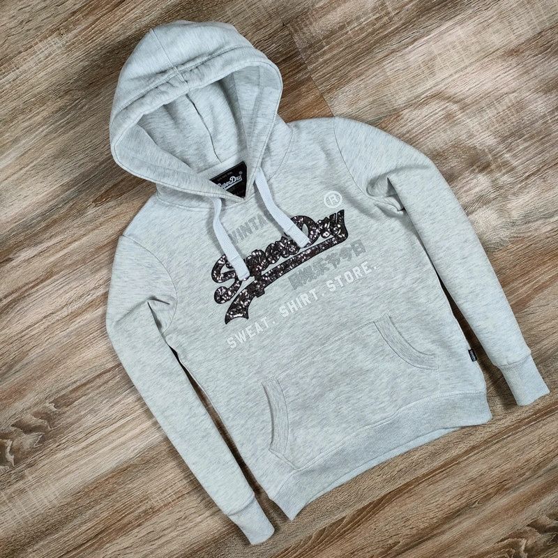 SUPERDRY Bluza z Kapturem Damska Logowana r. S