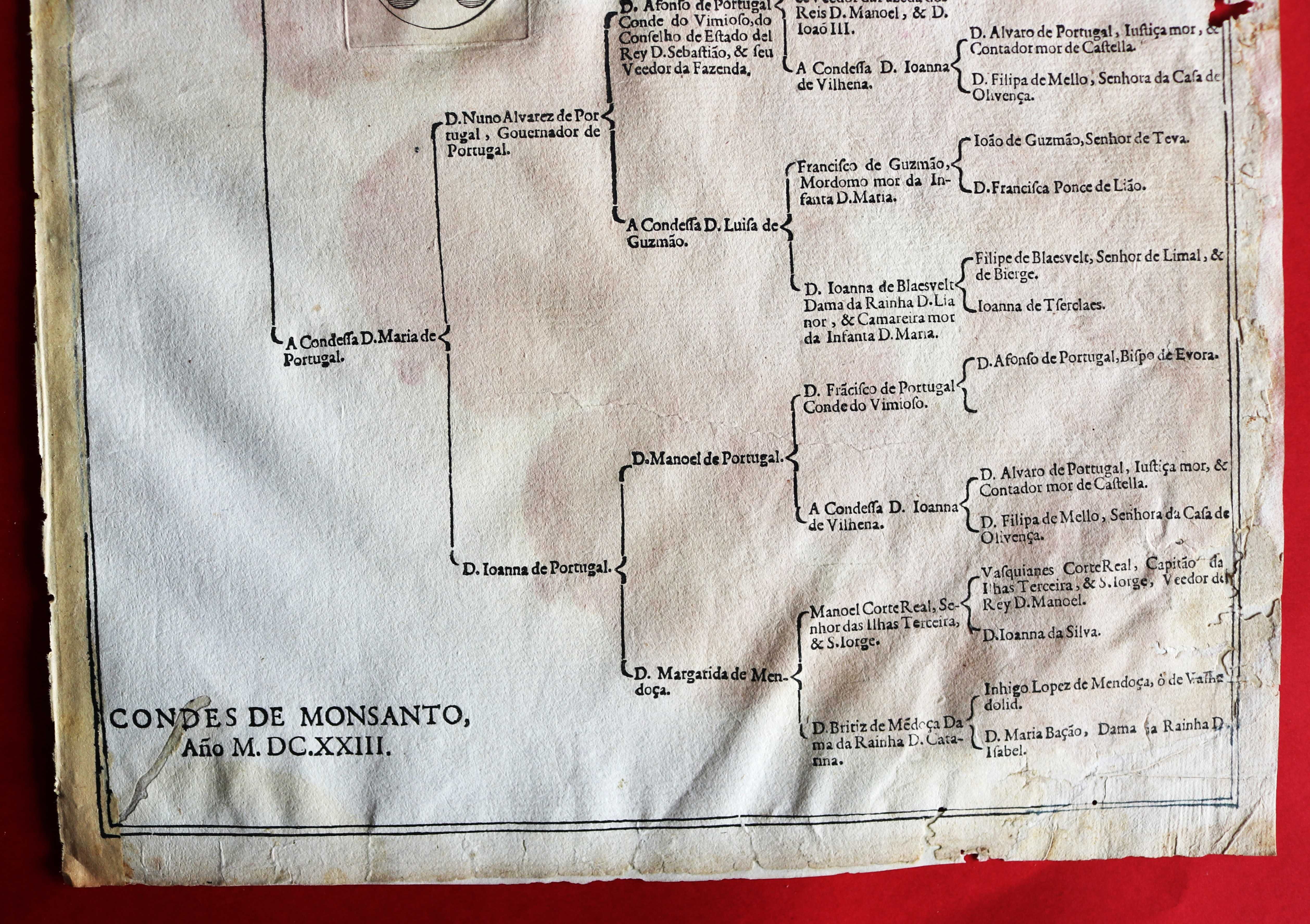 Castros, Condes de Monsanto árvore de costados 1623 rara