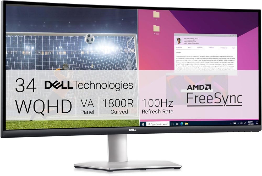 Dell S3423DWC USB-C przekątna 34" WQHD (3440 x 1440) 21:9,1800R,144 hz