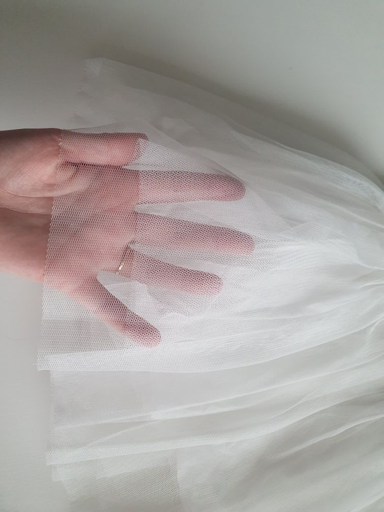Biała sukienka tiulowa na chrzest ślub wesele r. 74 balumi 5.10.15
