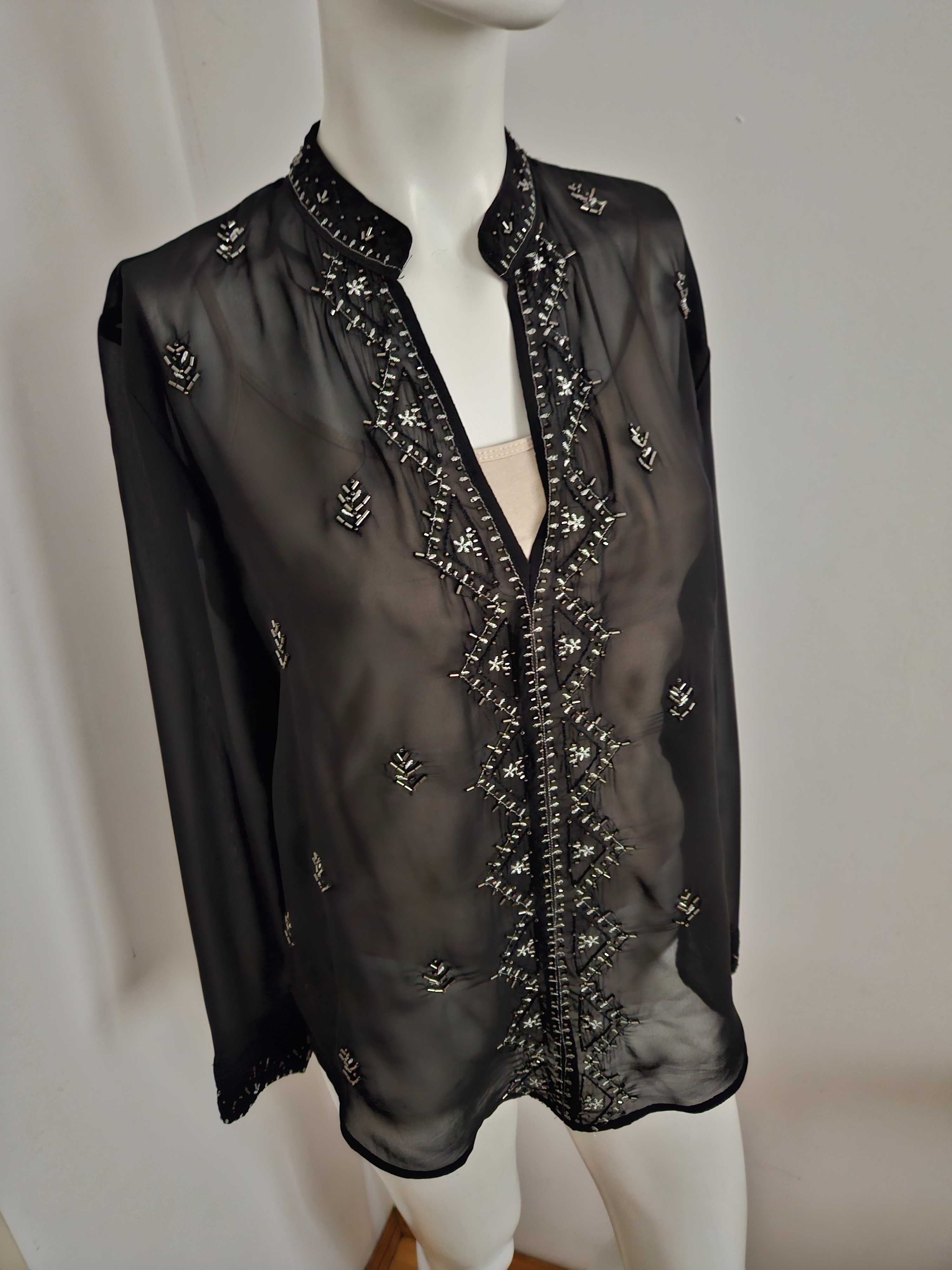Czarna koszula szyfonowa boho Zara XS 34 Nowa