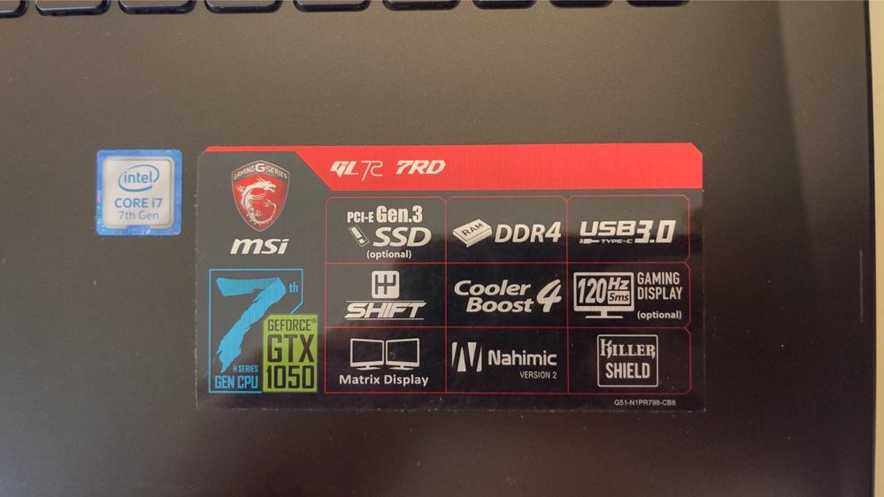 Игровой ноутбук Msi GL72 7RD  Nvidia GTX 1050/16GB/SSD 128/ 1TB