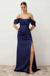 Trendyol 42 Xl Granatowa Sukienka Zdobiona Maxi J29362