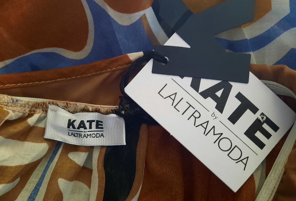 Top Kate by Laltramoda brąz, beż, musztarda, niebieski, biały