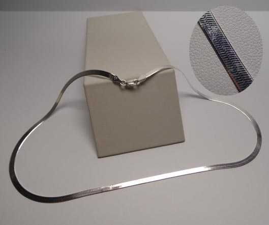 Srebrny łańcuszek płaska żmijka linka  46 cm. 3,4 mm.