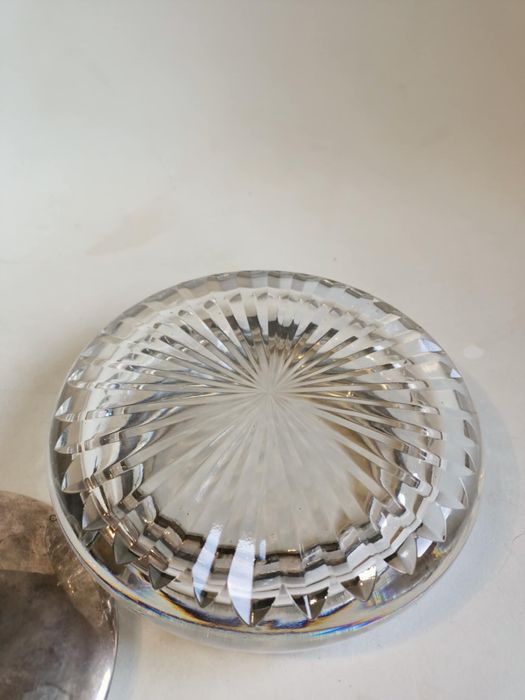 Srebrna puderniczka kryształ Anglia srebro