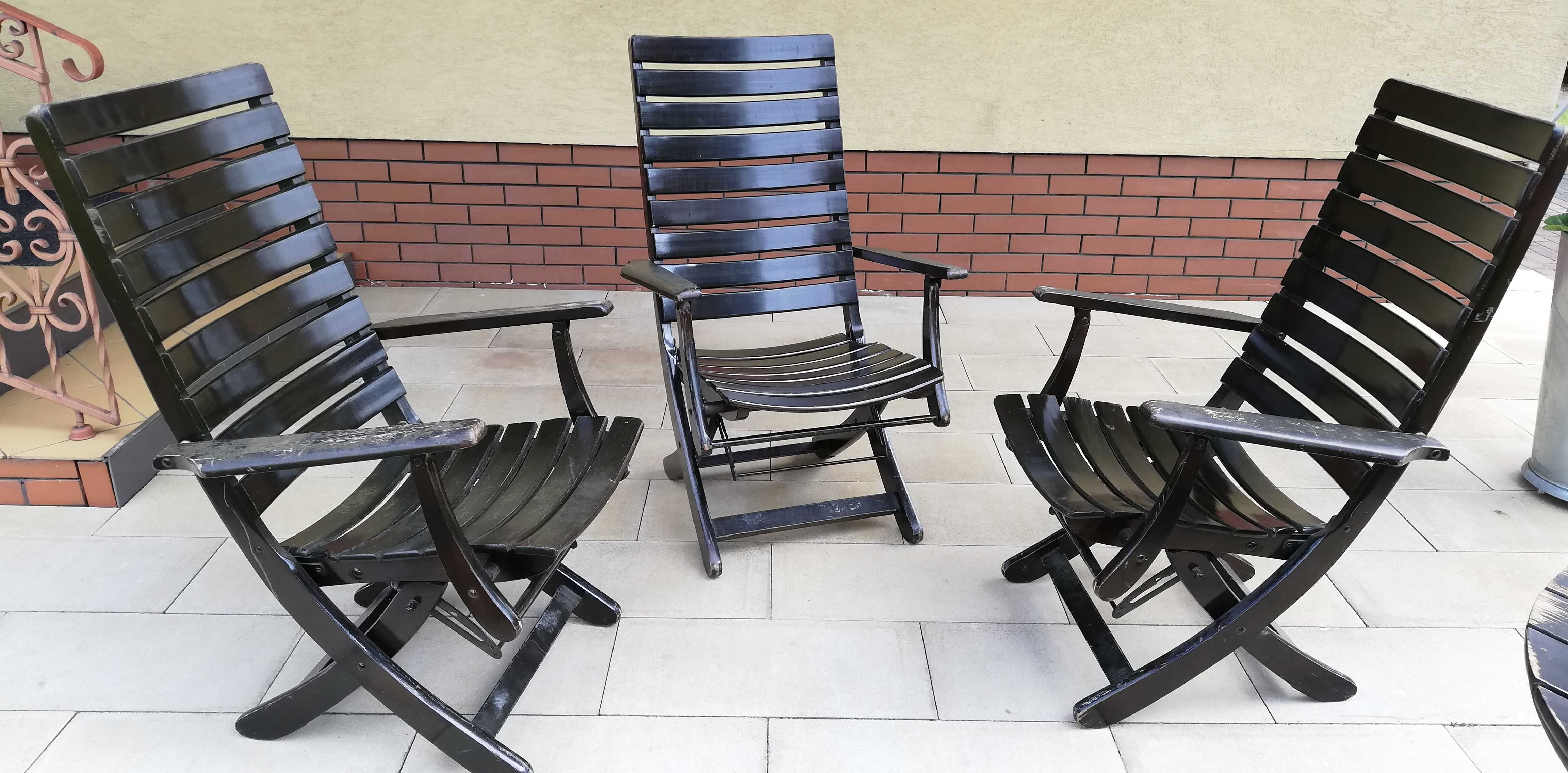 Leżak drewniany długi basen ogrodowy art deco vintage prl fotel krzesł
