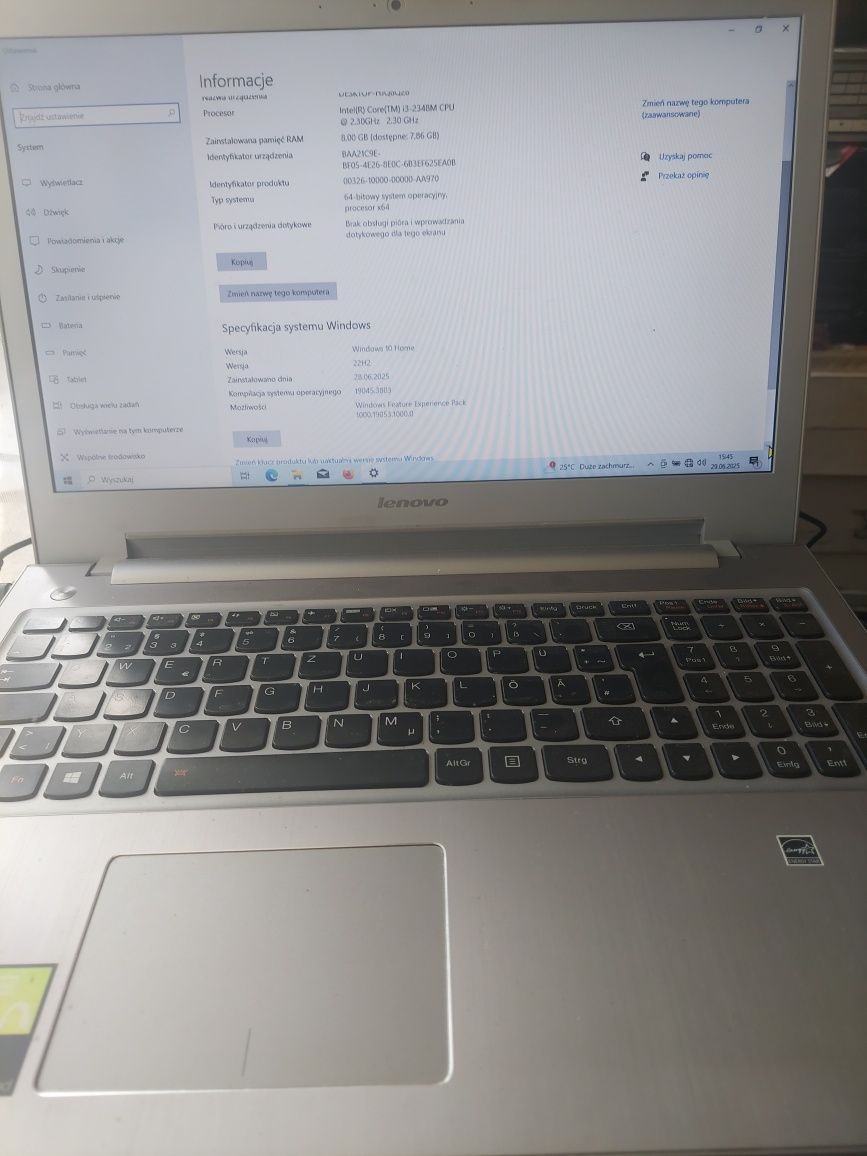 Lenovo Z500 ekran 15,6" i3-2348M 4x2,3GHz ram ddr3 8GB SPRAWNY hdd 1TB