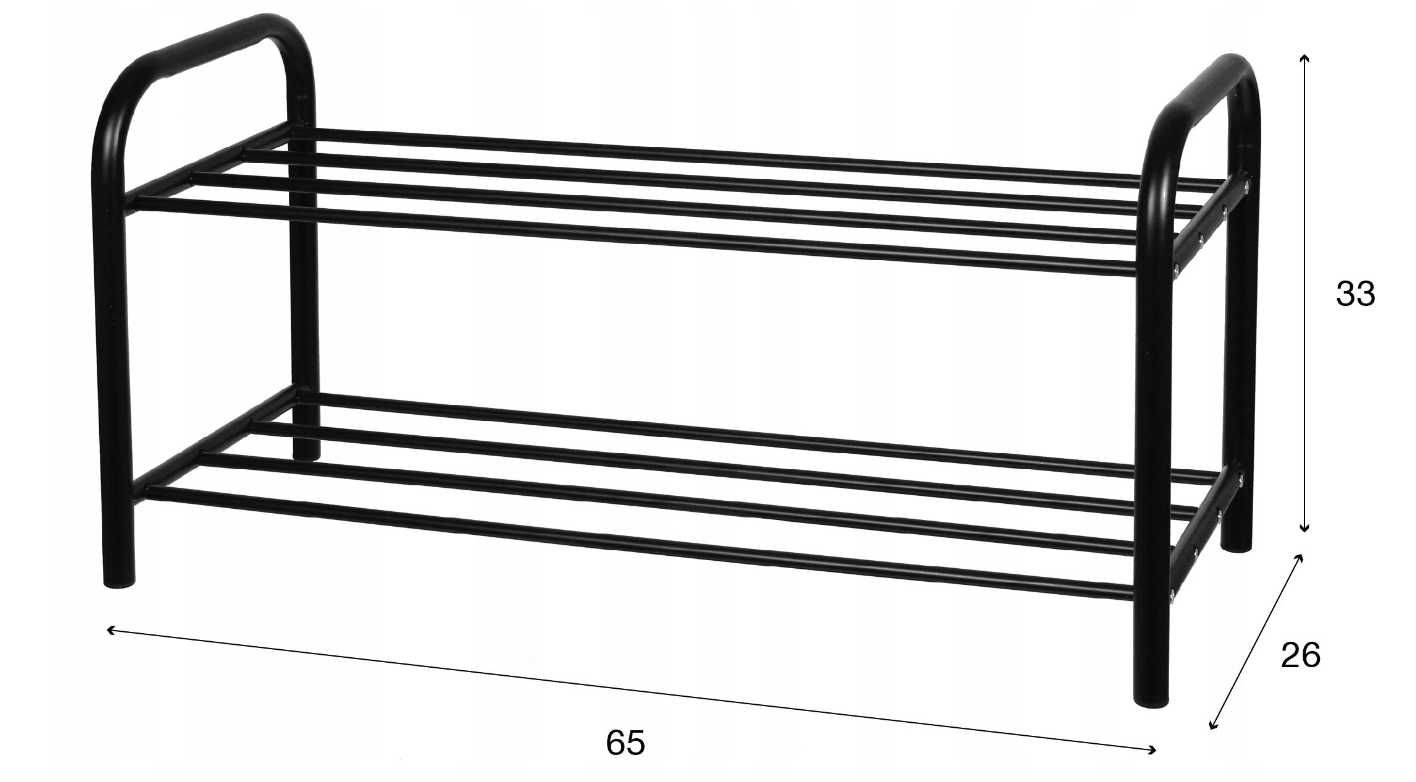 Półka na buty, obuwie, metalowa czarna 2-poziomy