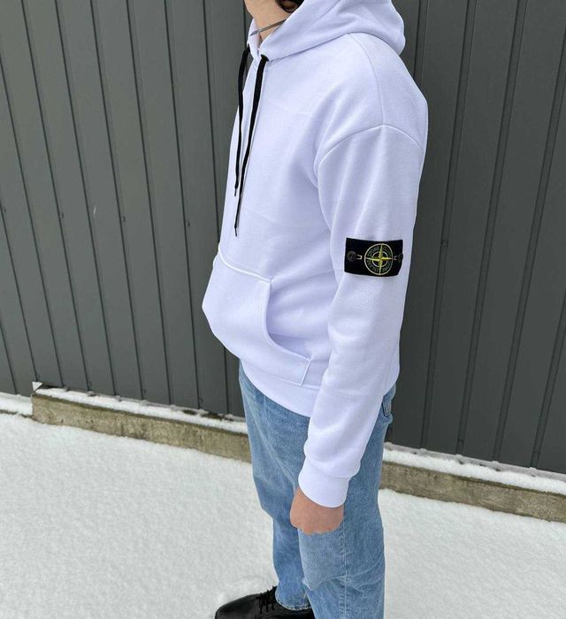 Новая кофта Худи белое STONE ISLAND - Стоник мужской Худі біле