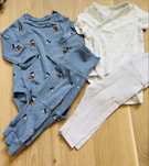 Dwa zestawy body i spodnie 62 H&M