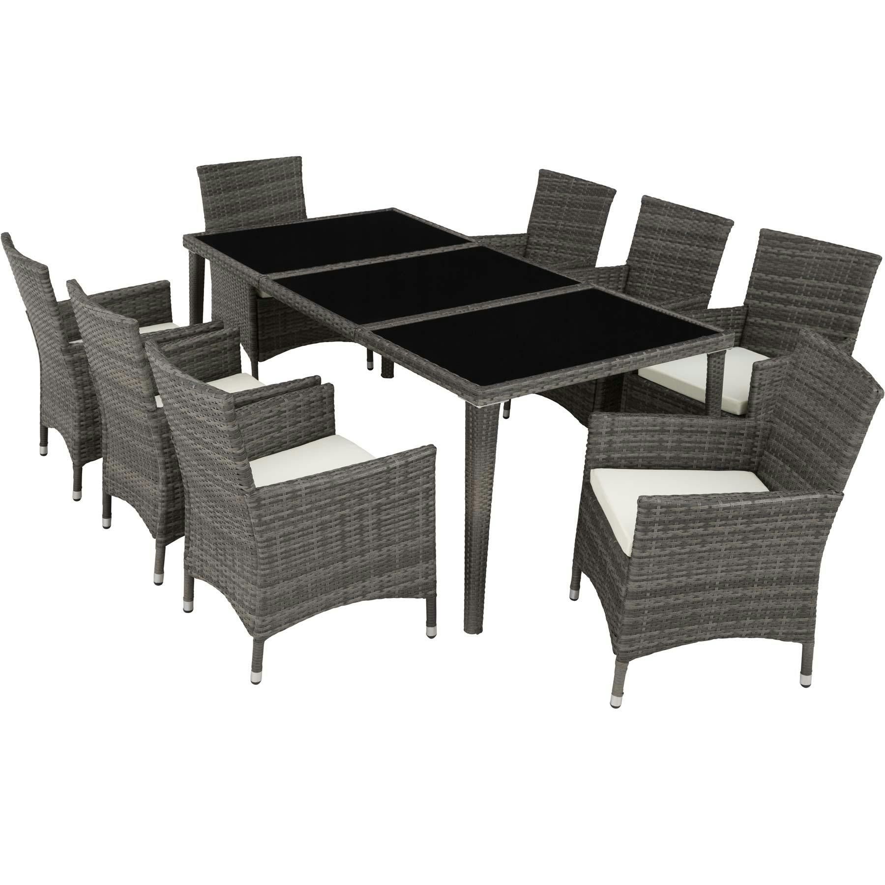 Conjunto de rattan e alumínio para jardim - cinzento