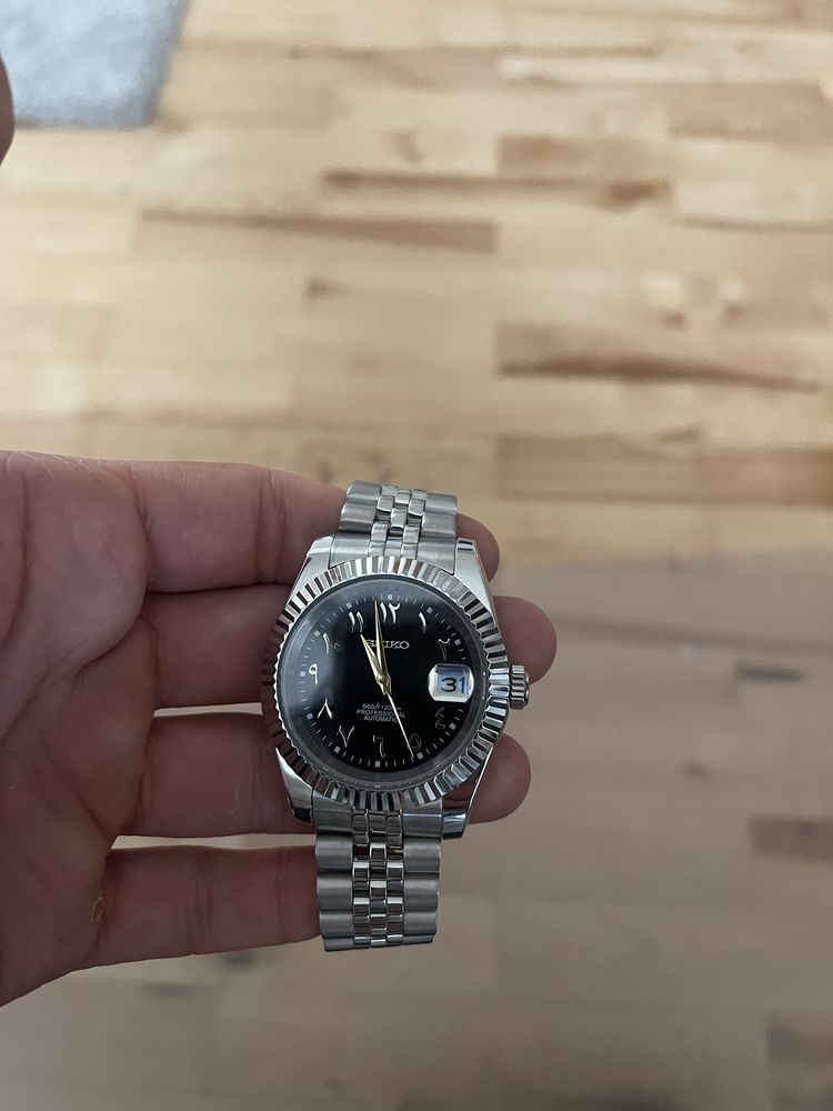 Zegarek seiko mod handmade black dial