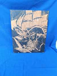 Картина на дереве фанере пират пиратский корабль картина резка по дере