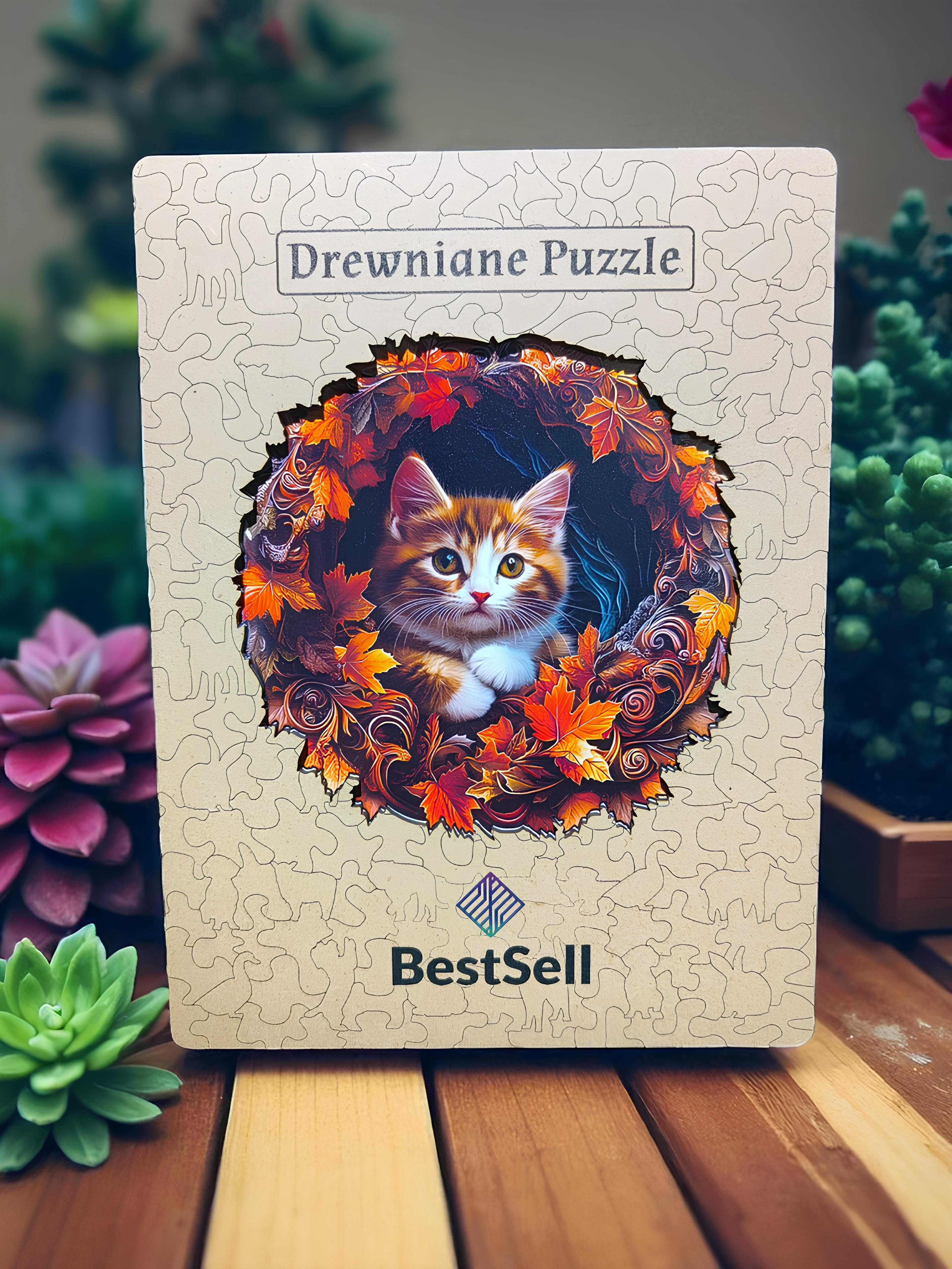 Puzzle Drewniane Kot Kotek Układanka Zwierzęta