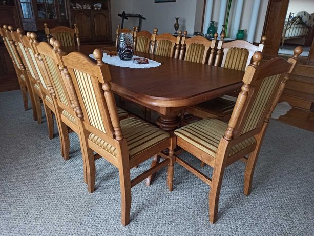 Stół dębowy + 12 krzeseł