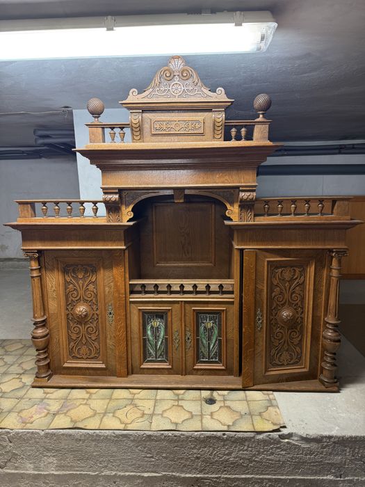 Niemiecki kredens eklektyczny dwusegmentowy - antyk 1901 rok