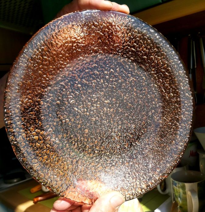 2 Talerze Sahara HSG Ząbkowice kolorowe szkło z PRL