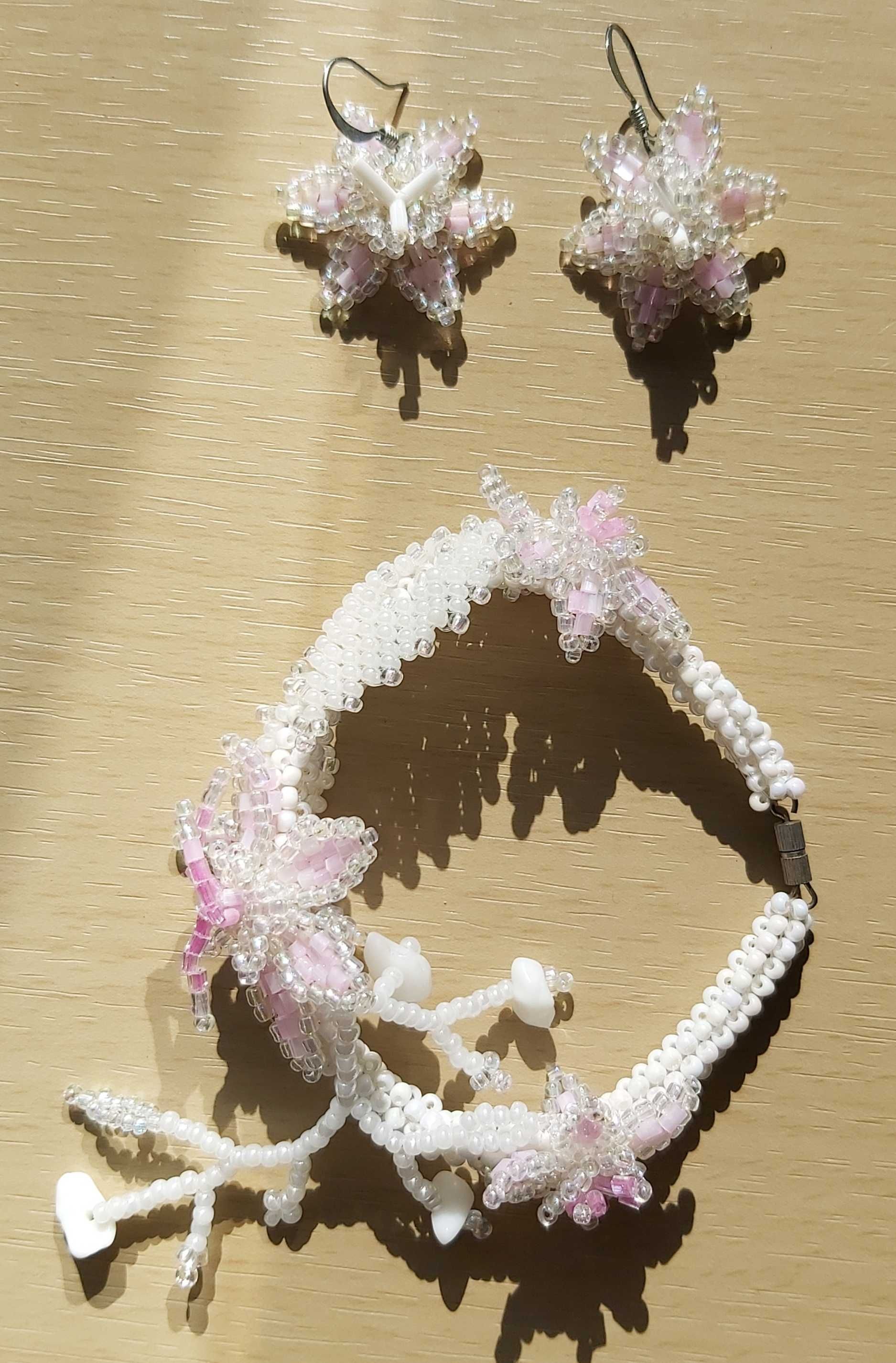 Bransoletka + kolczyki z koralików (handmade)