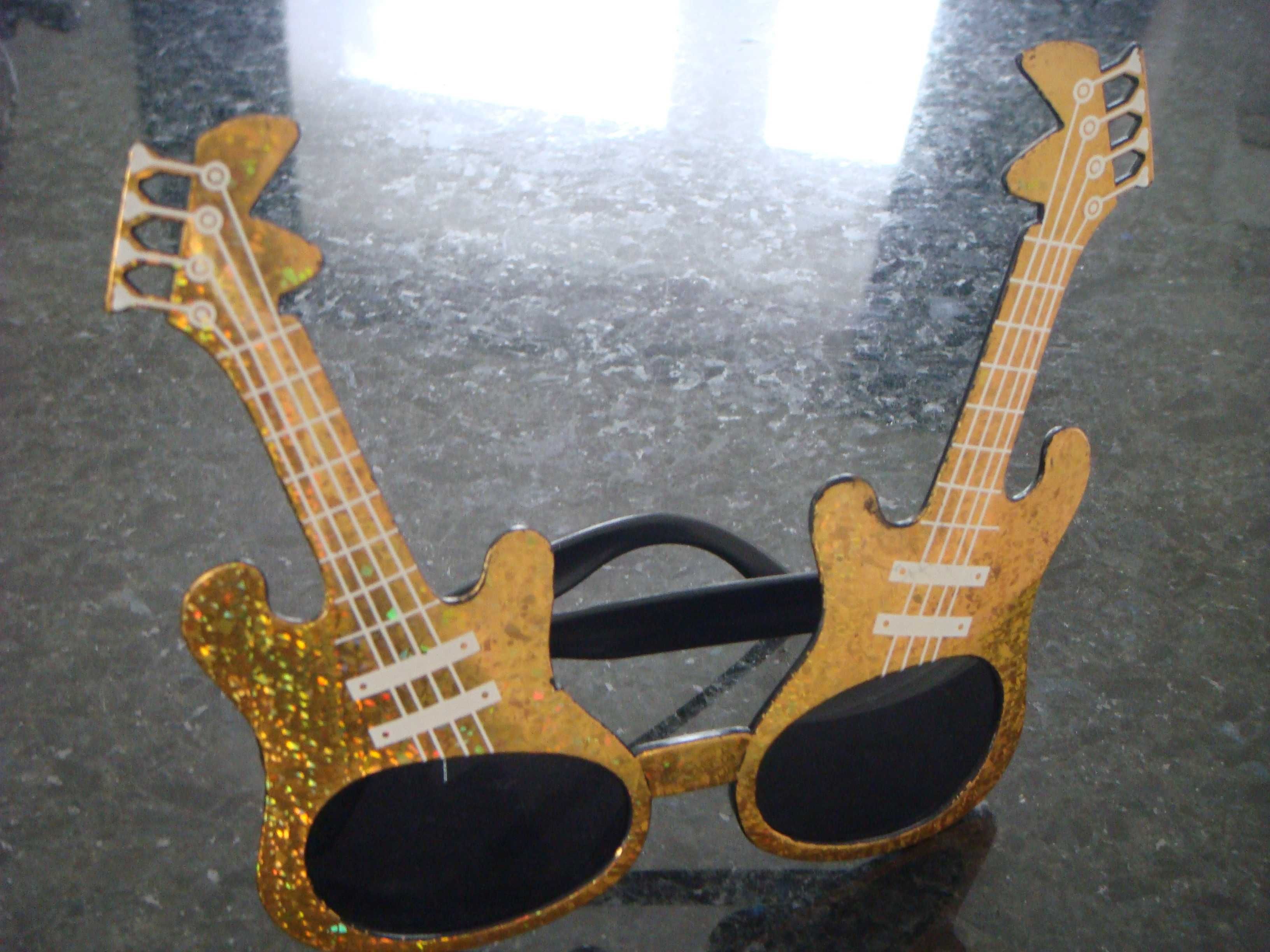 okulary imprezowe złote gitary