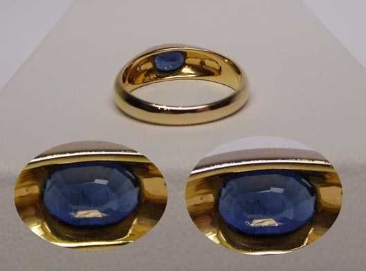 Złoty pierścionek naturalny szafir i diamenty alians R.15 Tajlandia.