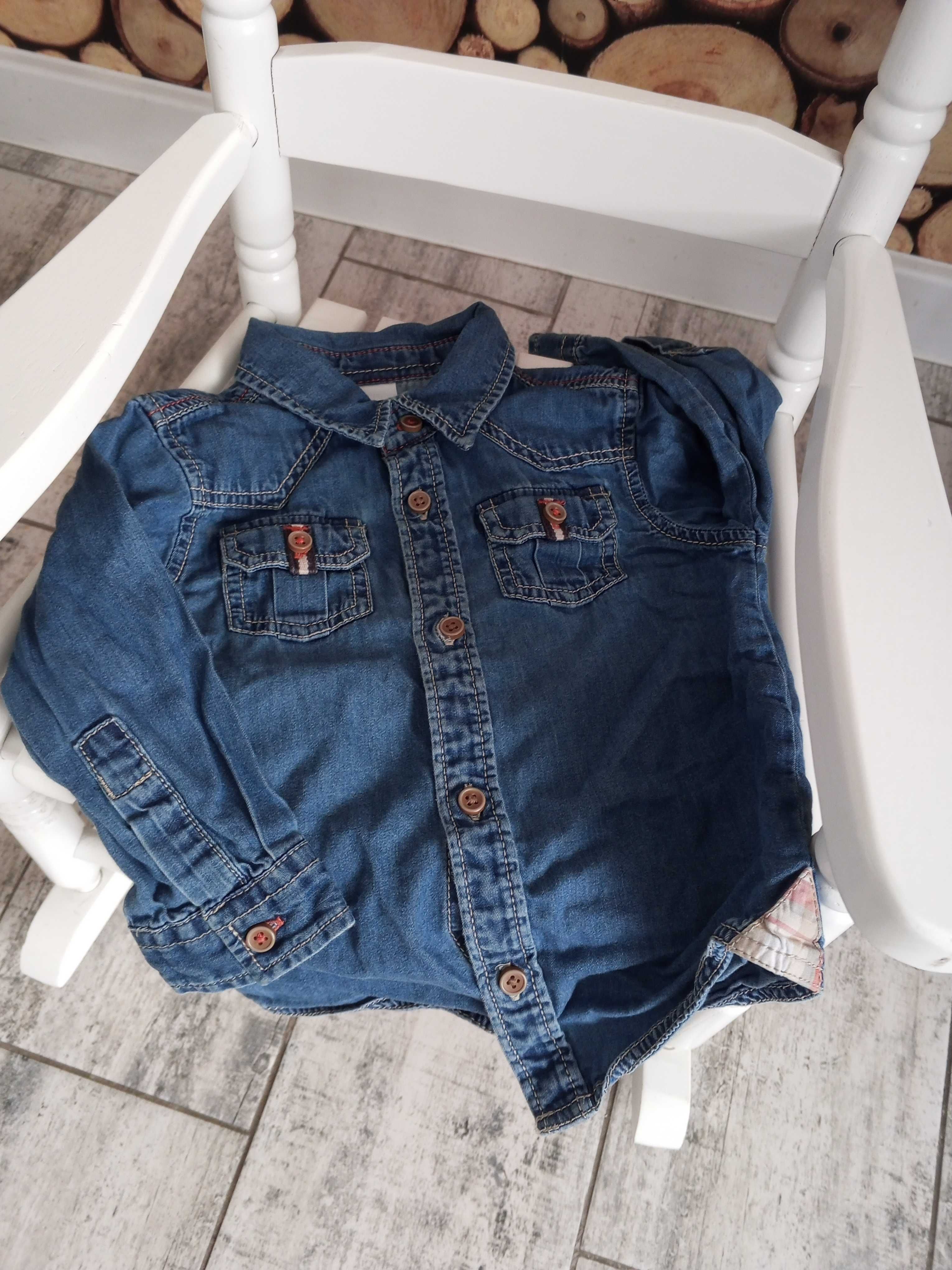 Koszula jeansowa denim chłopczyk długo rękaw 80 baby club c&A