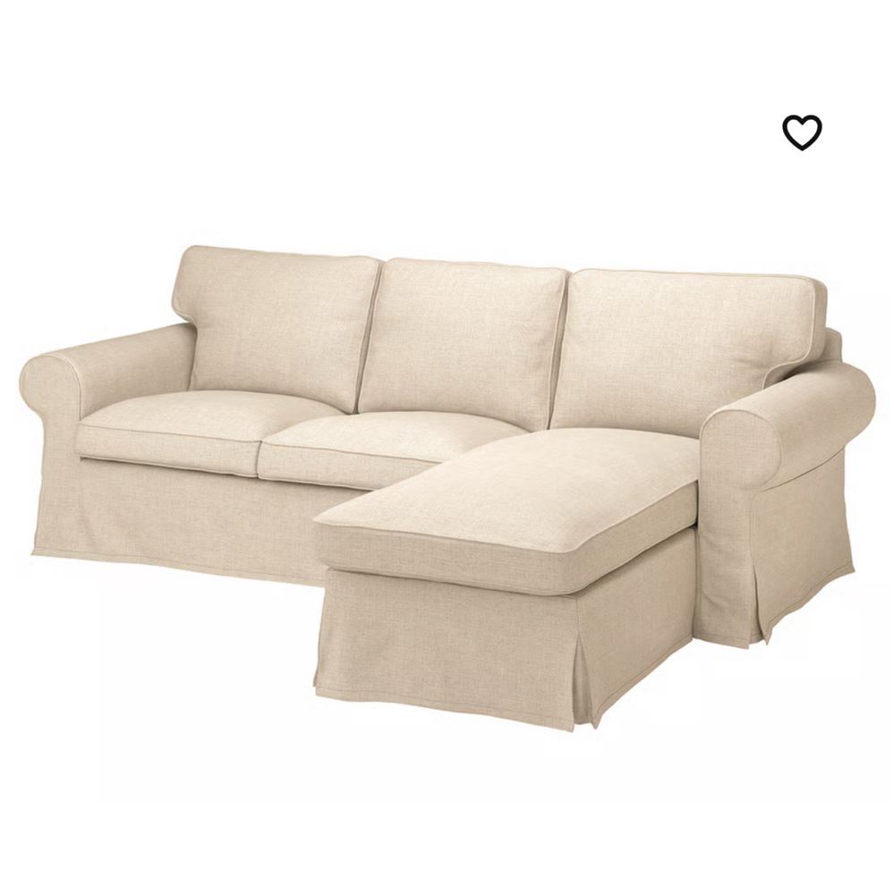 Capa de sofa de 3 lugares e chaise longue beje