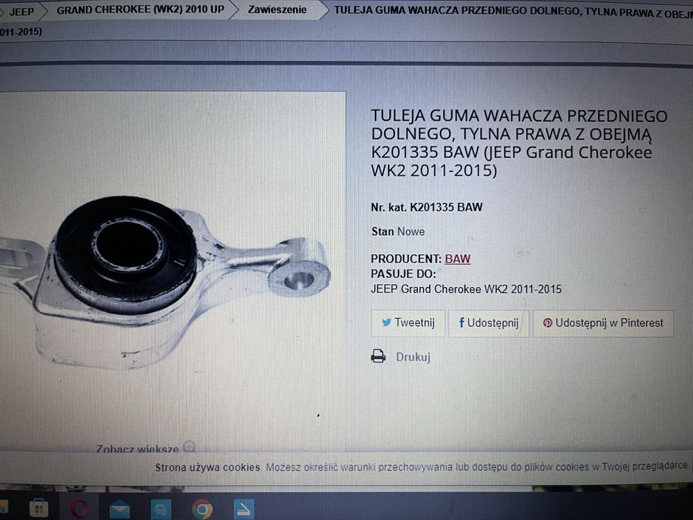 Tuleje wahacza jeep grand cheerokee wk2 durango