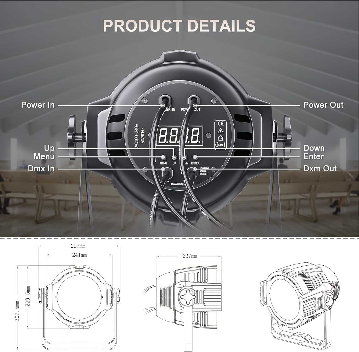 BETOPPER Reflektor LED sceniczny 110W DMX 4szt