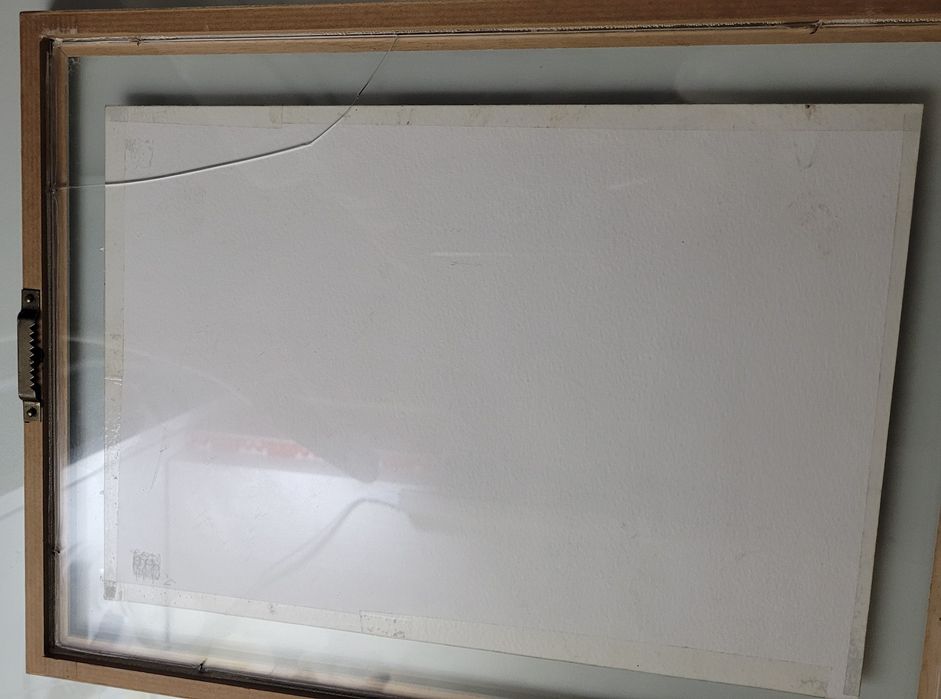 Quadro com aguarela do farol sta marta cascais