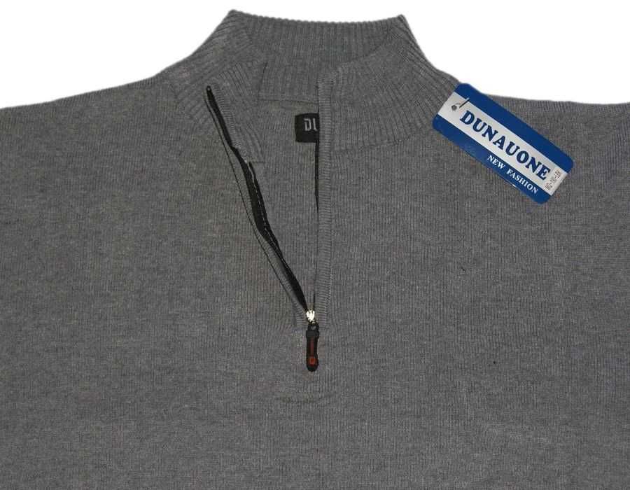Duży męski SWETER swetr z zamkiem 4XL szer.130-140 cm SZARY nadwymiar