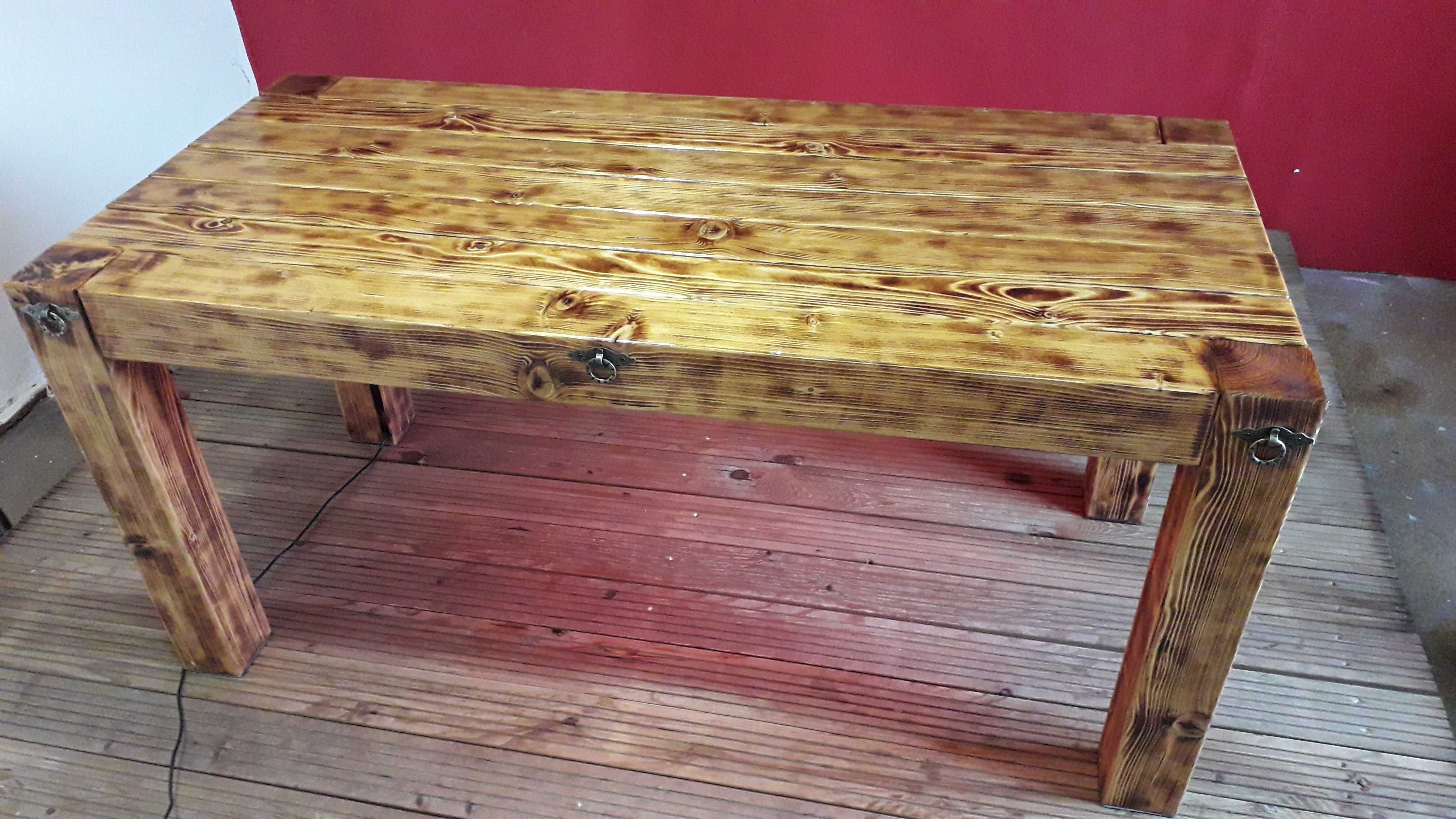 Stół drewniany, lite drewno, wmontowane podświetlenie led !!!