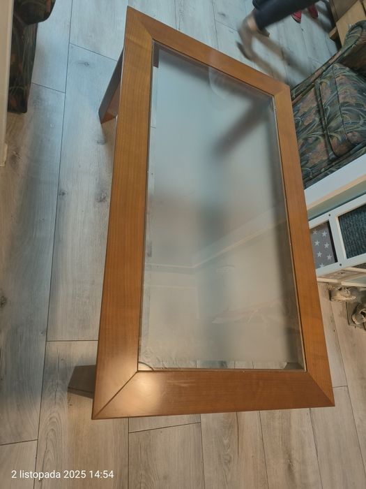 Stolik kawowy solidny z szybą 120x70x45