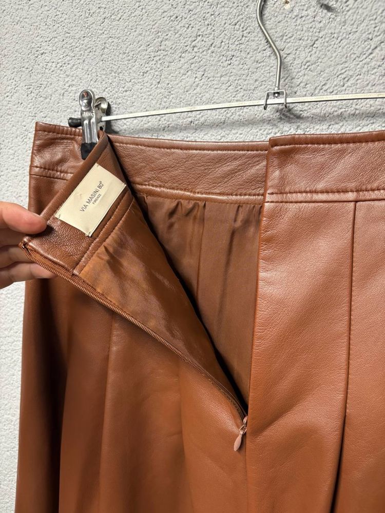 Спідниця шкіряна Via Masini 80 Firenze size 46 міді