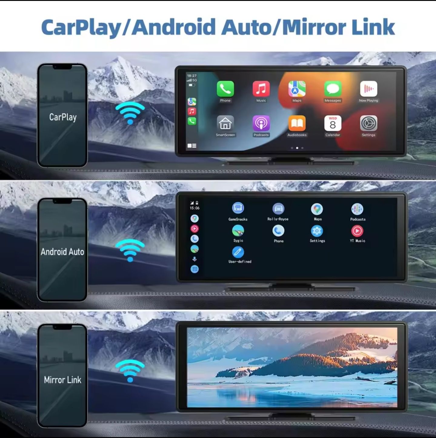 Radio Ecrã Android Auto Apple Car Play GPS Bluetooth Audio Aux Camera