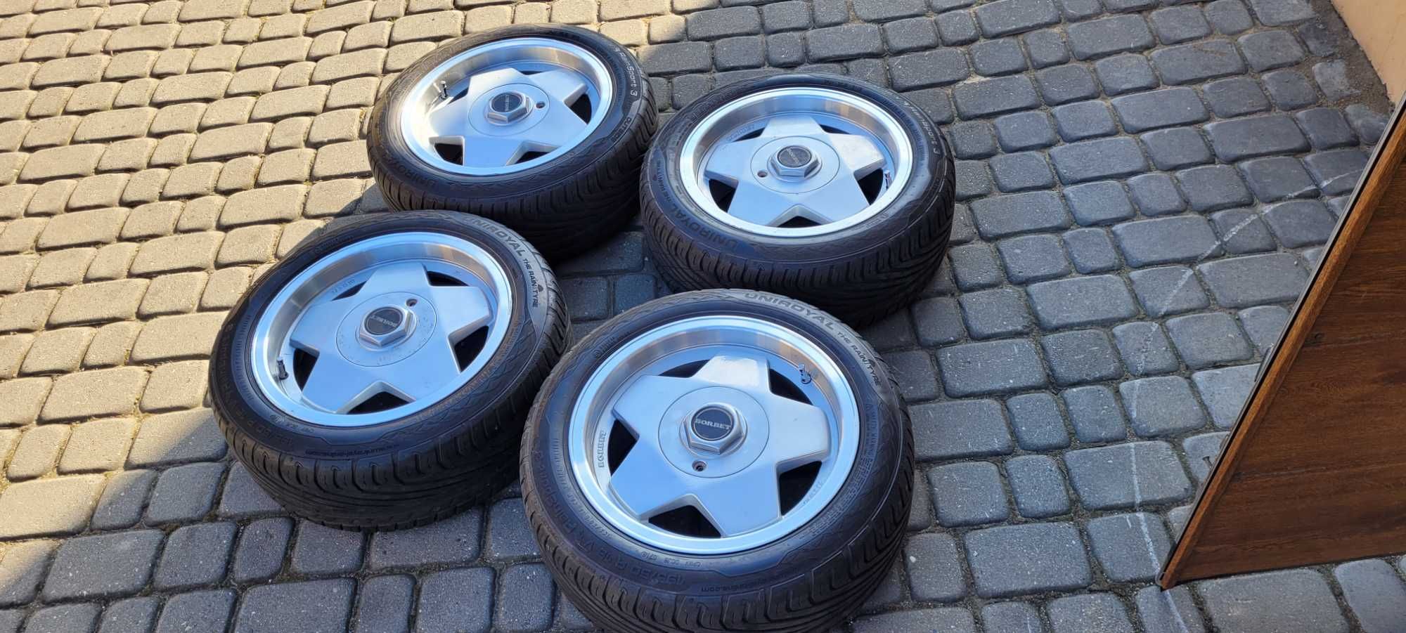 BORBET A 7jx15 H2 ET35, 5X100 + Opony UNIROYAL 195/50/r15 dobre (8lat)