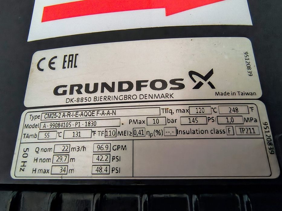 Duża pompa nierdzewna Grundfos CM25-2 wydajność 22m3/h silnik 4kW